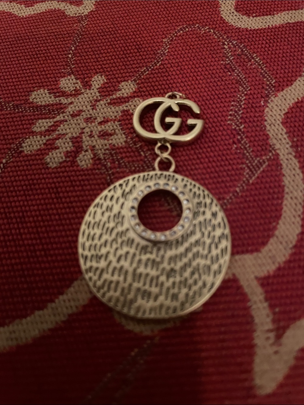 Gold Double-G Disc Pendant Necklace - Women Jewelry, Upcycled zipper charm